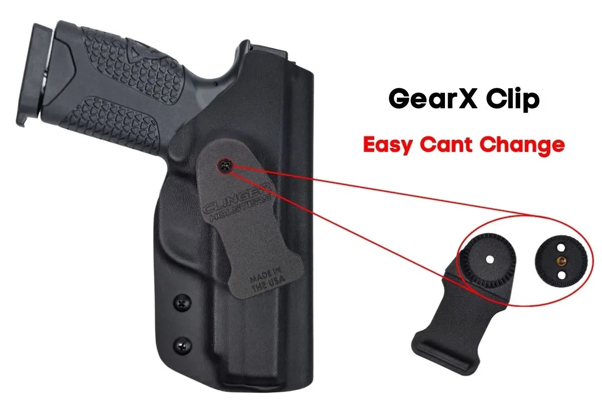 Avidity PD10 black holster with GearX Clip Easy Cant